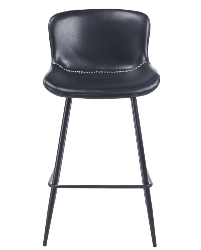 Taburete SAMPER, metal, similpiel vintage negra