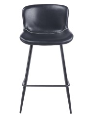 Taburete SAMPER, metal, similpiel vintage negra