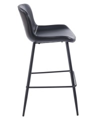 Taburete SAMPER, metal, similpiel vintage negra