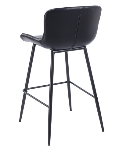 Taburete SAMPER, metal, similpiel vintage negra