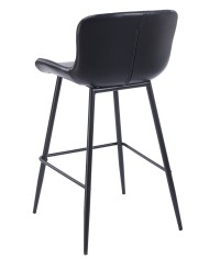 Taburete SAMPER, metal, similpiel vintage negra