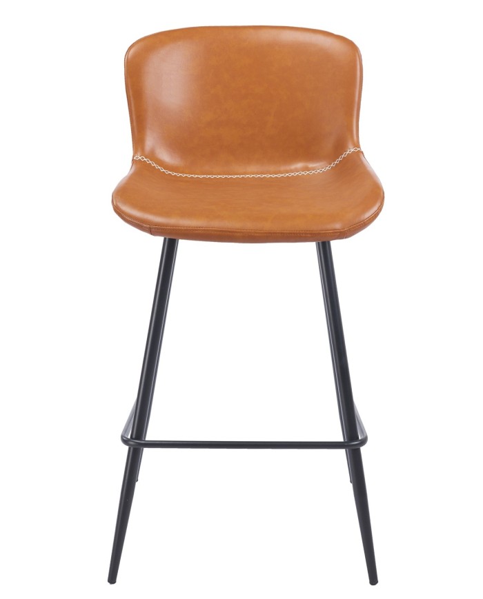 Taburete SAMPER, metal, similpiel vintage marrón