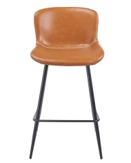 Taburete SAMPER, metal, similpiel vintage marrón