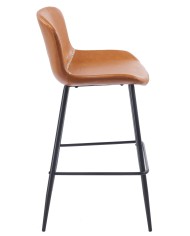Taburete SAMPER, metal, similpiel vintage marrón