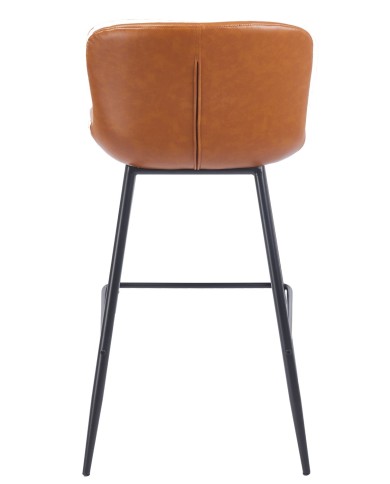Taburete SAMPER, metal, similpiel vintage marrón