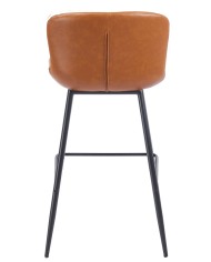 Taburete SAMPER, metal, similpiel vintage marrón