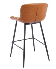 Taburete SAMPER, metal, similpiel vintage marrón