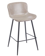 Taburete SAMPER, metal, similpiel vintage gris