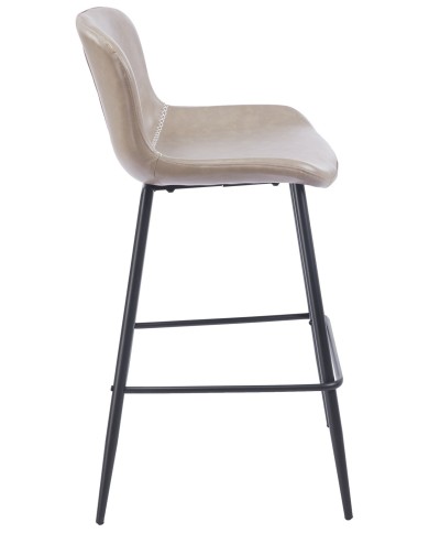 Taburete SAMPER, metal, similpiel vintage gris