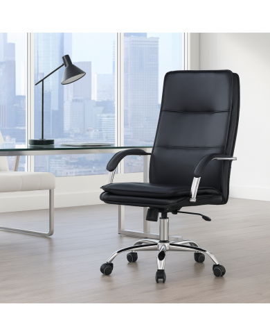 Sillón de oficina NEROTH, alto, mecanismo multifunción, similpiel negra