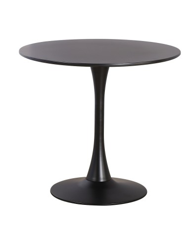 Mesa TUL, base de metal, tapa lacada negra, 90 cms de diámetro