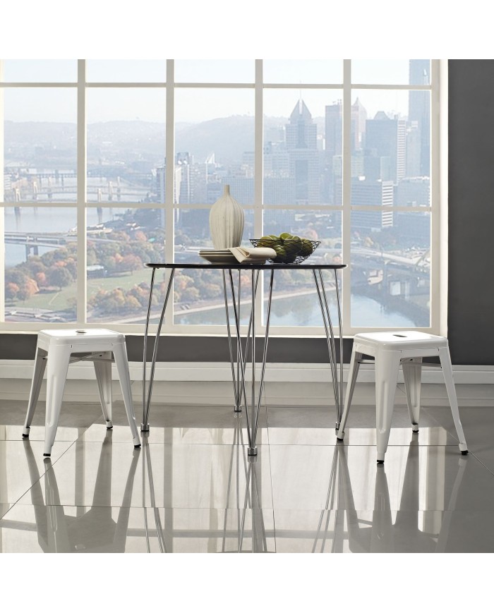 Taburete TOL EK LIMITED 46, bajo, acero, blanco