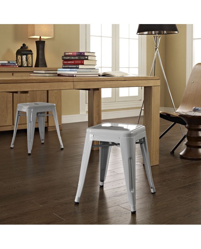 Taburete TOL EK LIMITED 46, bajo, acero, blanco