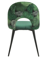 Silla ORQUIDEA, metal, tapizado velvet verde con respaldo floral a juego