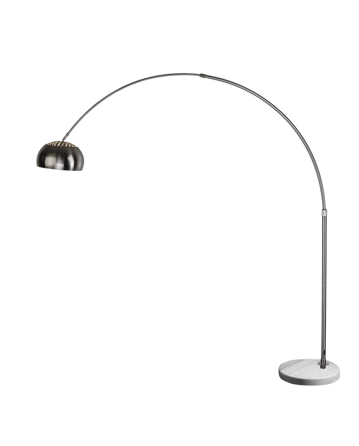 Lámpara AR, pie salón,  cromada, base mármol blanco