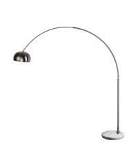 Lámpara AR, pie salón,  cromada, base mármol blanco