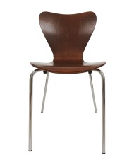 Silla JACOBO, apilable, cromada, acabado nogal