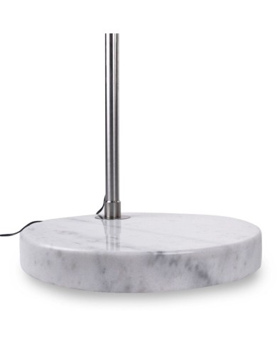 Lámpara AR, pie salón,  cromada, base mármol blanco