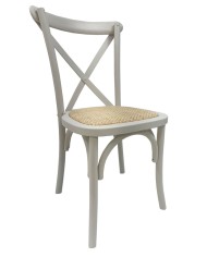 Silla CROSS SX, madera de haya, blanca, asiento de ratán