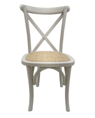 Silla CROSS SX, madera de haya, blanca, asiento de ratán