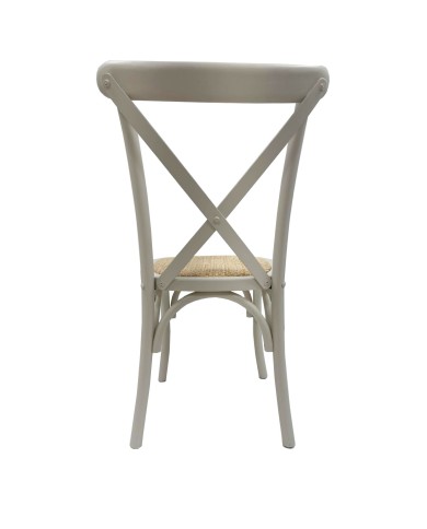 Silla CROSS SX, madera de haya, blanca, asiento de ratán
