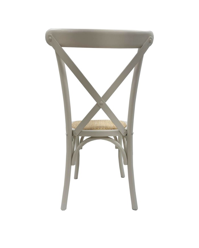 Silla CROSS SX, madera de haya, blanca, asiento de ratán