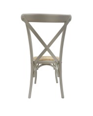 Silla CROSS SX, madera de haya, blanca, asiento de ratán