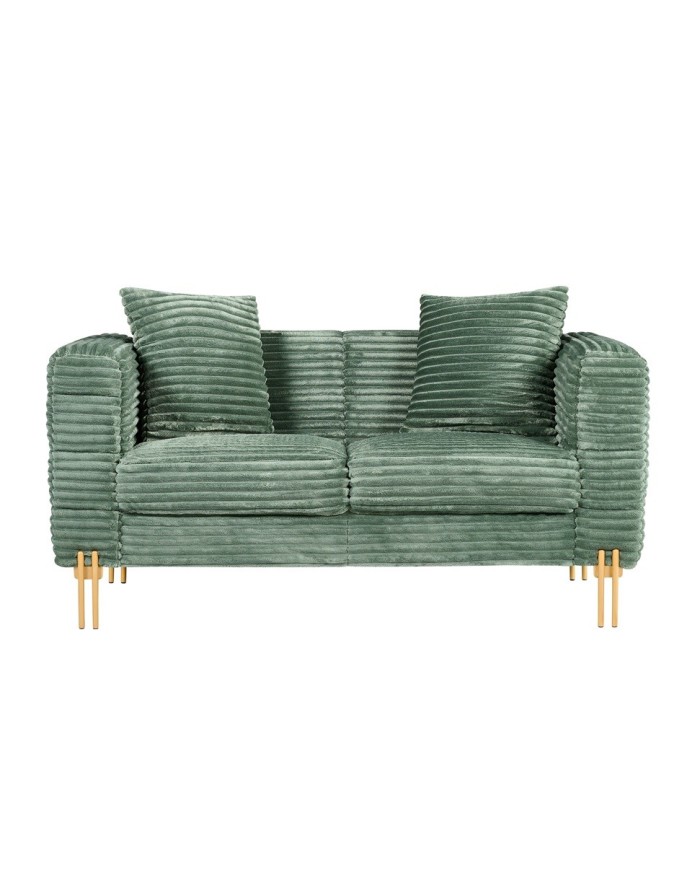 Sofá LARIOS, 2 plazas, tejido corduroy verde claro