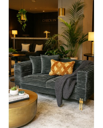 Sofá LARIOS, 2 plazas, tejido corduroy gris