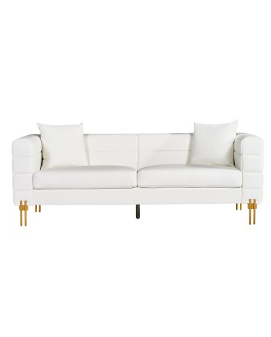 Sofá LARIOS, 3 plazas, tapizado similpiel blanca