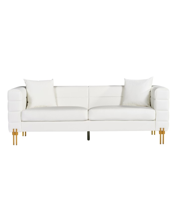 Sofá LARIOS, 3 plazas, tapizado similpiel blanca