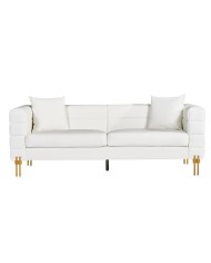 Sofá LARIOS, 3 plazas, tapizado similpiel blanca