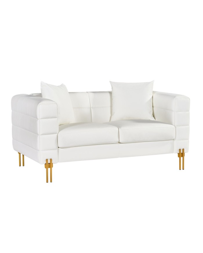 Sofá LARIOS, 2 plazas, tapizado similpiel blanca