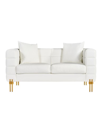 Sofá LARIOS, 2 plazas, tapizado similpiel blanca