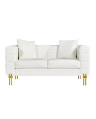 Sofá LARIOS, 2 plazas, tapizado similpiel blanca