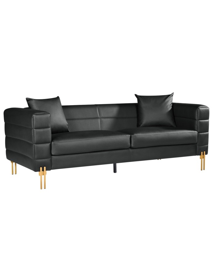 Sofá LARIOS, 3 plazas, tapizado similpiel negra