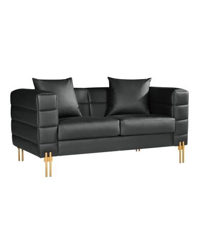 Sofá LARIOS, 2 plazas, tapizado similpiel negra