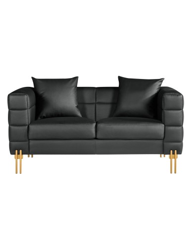Sofá LARIOS, 2 plazas, tapizado similpiel negra