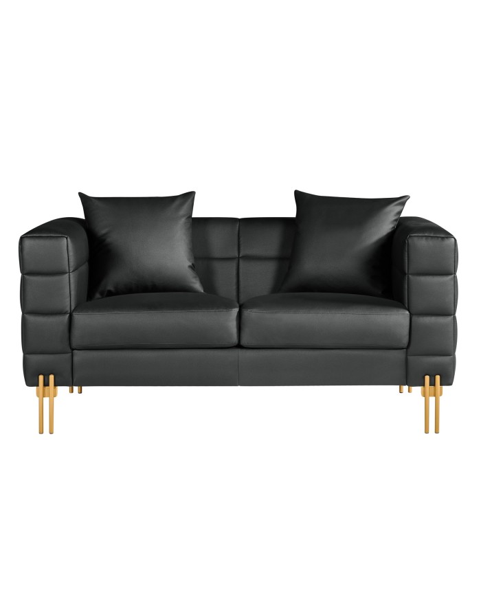 Sofá LARIOS, 2 plazas, tapizado similpiel negra