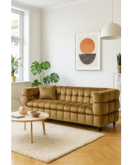 Sofá LORING, 3 plazas, tejido velvet camel 34