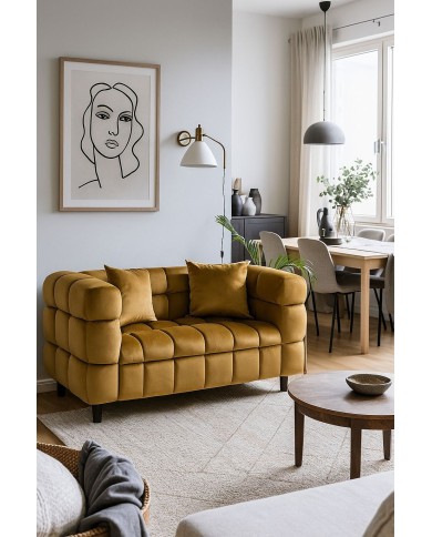 Sofá LORING, 2 plazas, tejido velvet camel 34