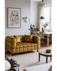 Sofá LORING, 2 plazas, tejido velvet camel 34