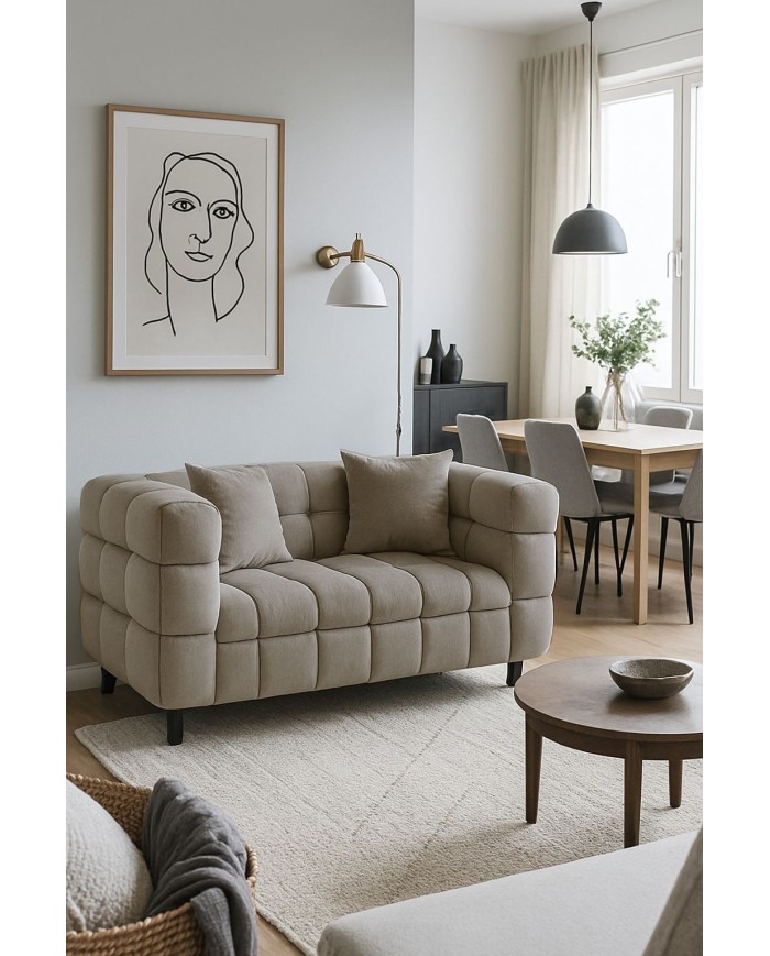 Sofá LORING, 2 plazas, tejido velvet gris claro 25