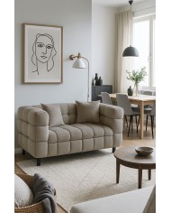 Sofá LORING, 2 plazas, tejido velvet gris claro 25