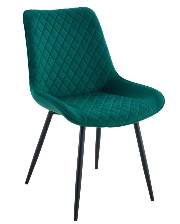 Silla FELICIA, metal, tapizado velvet verde oscuro