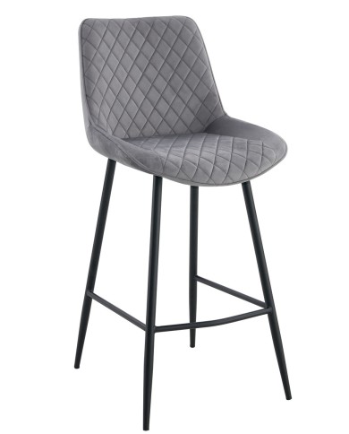 Taburete FELICIO, metal, tapizado velvet gris claro