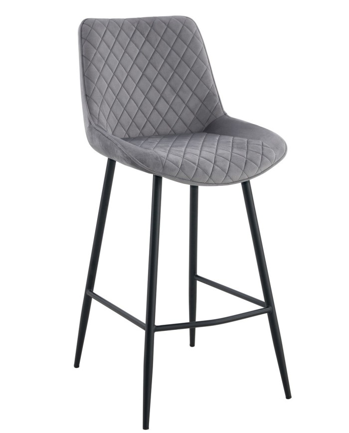 Taburete FELICIO, metal, tapizado velvet gris claro