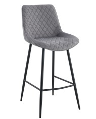 Taburete FELICIO, metal, tapizado velvet gris claro