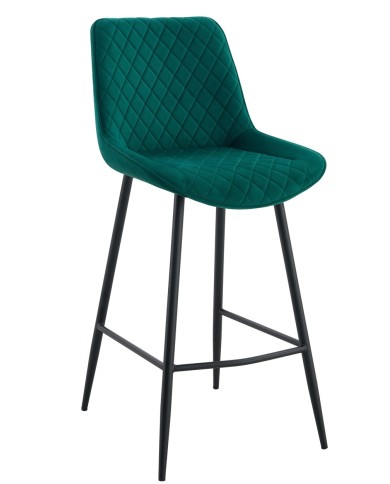 Taburete FELICIO, metal, tapizado velvet verde oscuro