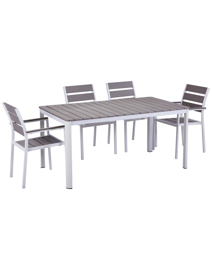 Sillón GARIBALDI, metal blanco, polywood gris